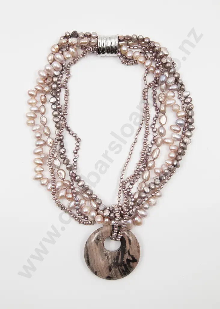 Modern Multi-Strand Fresh Water Pink Pearl Necklace Image 1++