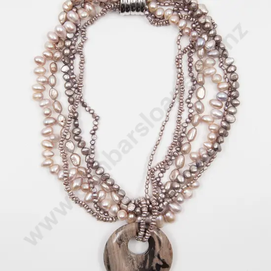 Modern Multi-Strand Fresh Water Pink Pearl Necklace