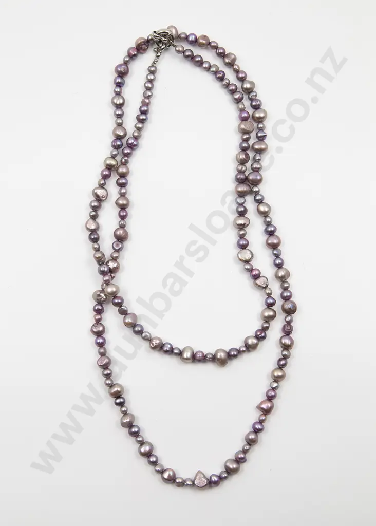 Single Strand Mixed Metallic Pink Fresh Water Pearl Necklace Image 1++