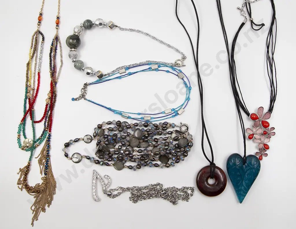 Selection of Four Bead Necklaces and Three Pendants Image 1++
