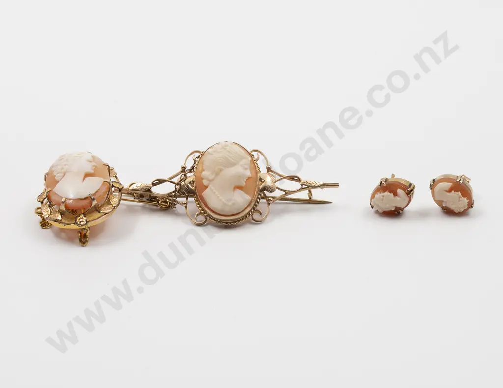 9ct Portrait Cameo Bar Brooch Image 1++