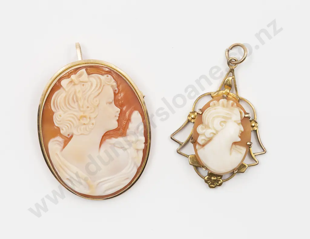 9ct Framed Portrait Cameo Brooch Image 1++