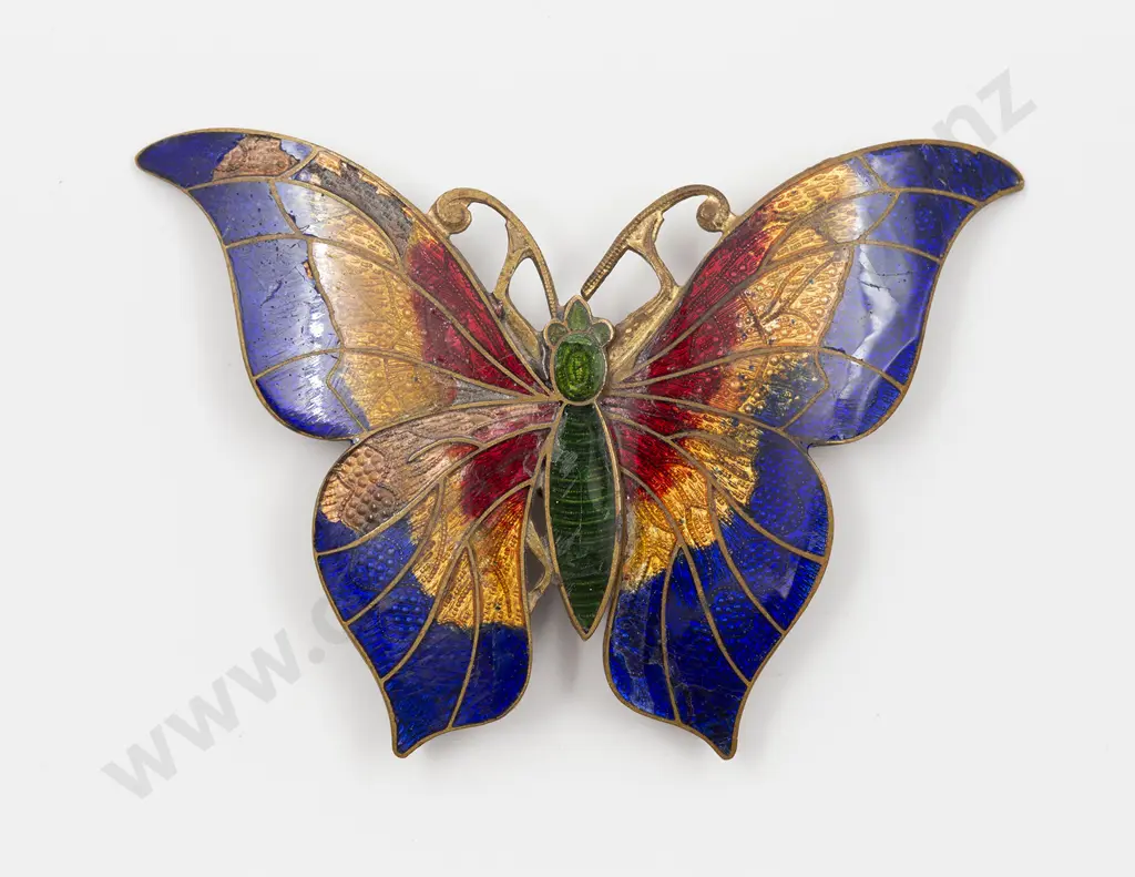 Art Deco Czechoslovakia Enamel Butterfly Buckle Image 1++