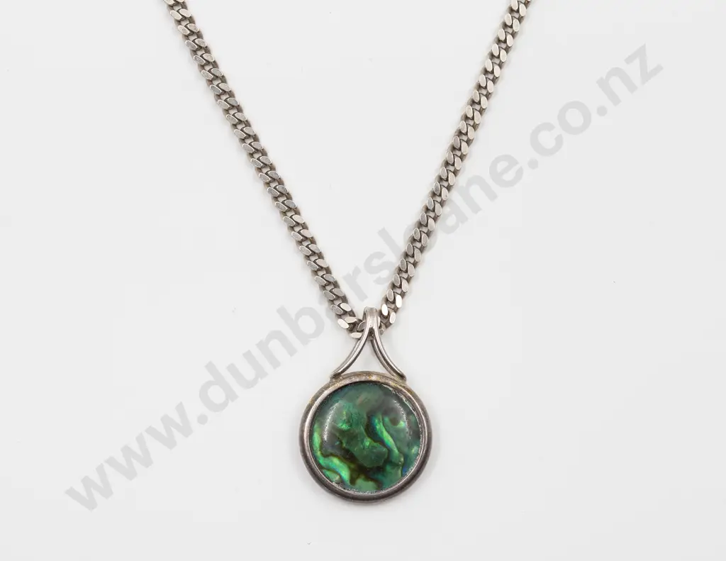 Arne Johansen Denmark 925 Silver Abalone Pendant on Chain Image 1++