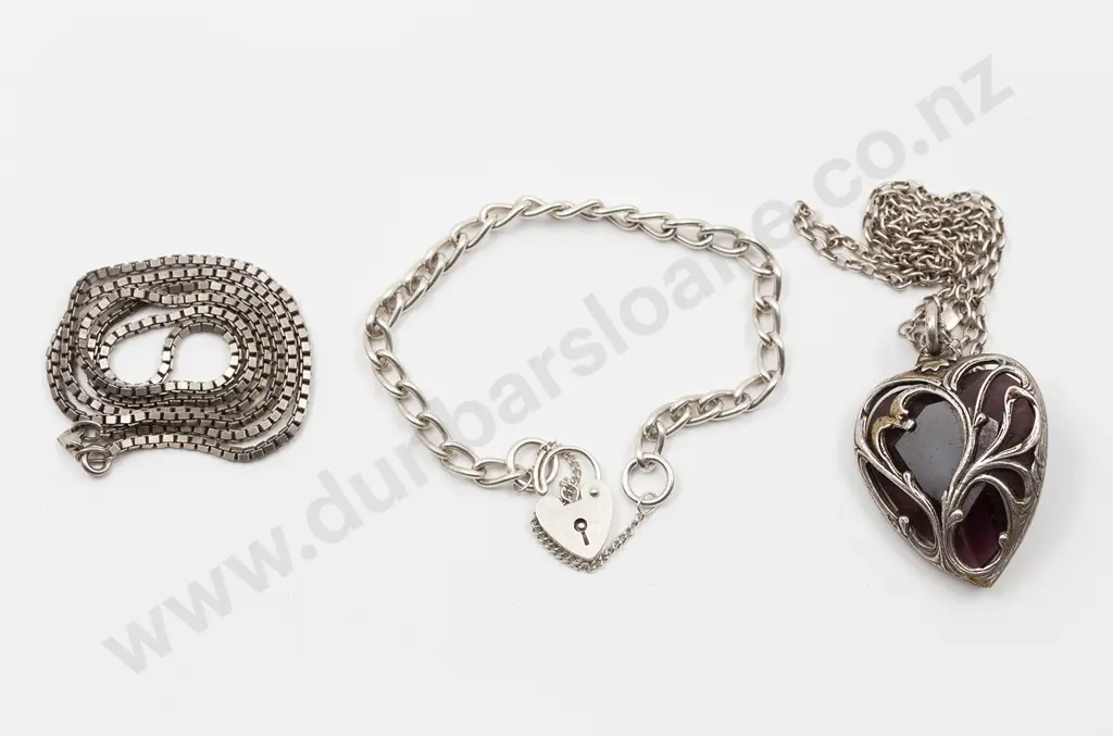 Amethyst Glass Pendant on S/S Chain Image 1++