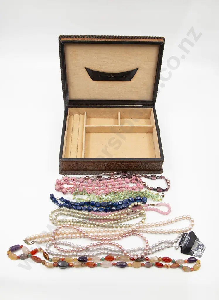 Made in Japan Kounoike Leather Jewel Box and Bead Necklaces Image 1++