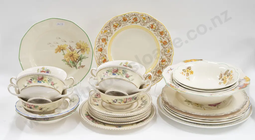 Qty of Assorted Floral China Including Soup Cups Image 1++