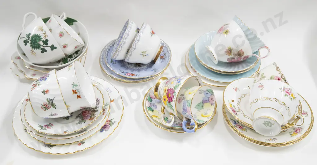 12 Assorted Fancy China Cups and Saucers Including Shelley Image 1++