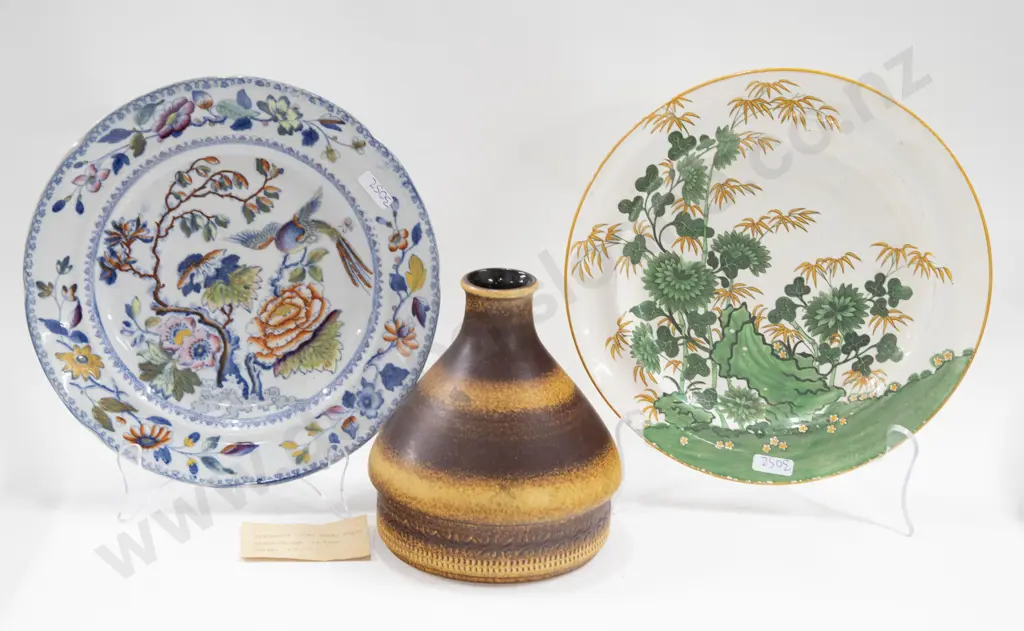2 Fancy China Plates Together With German Pottery Vase Image 1++