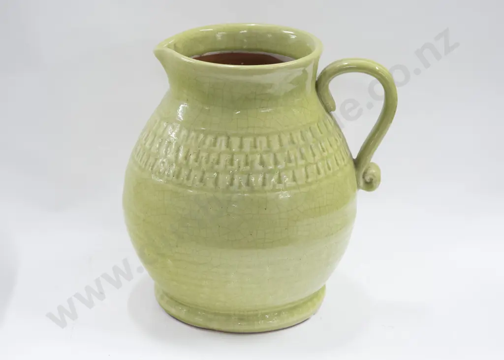 Large Green Glazed Jug Image 1++