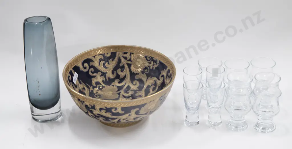 Qty of Liqueur Glasses Together With Smoked Glass Vase etc. Image 1++