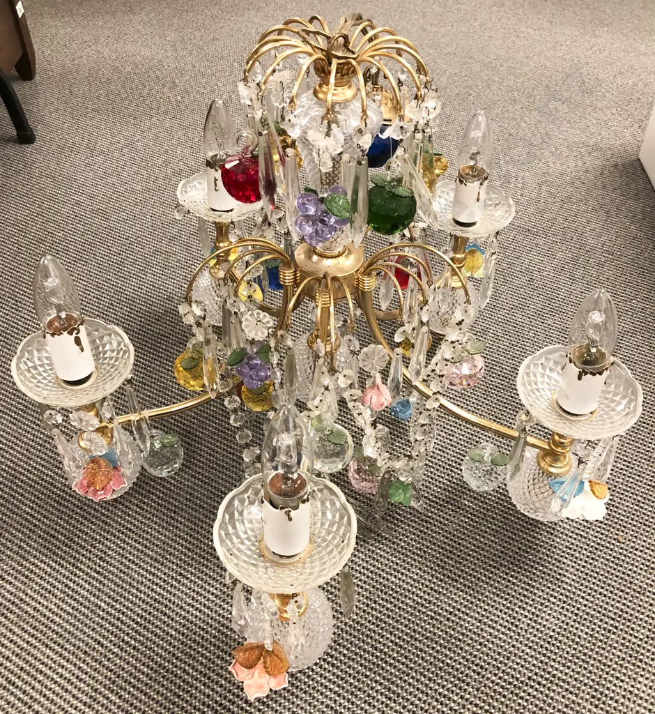 Decorative Glass and Brass Chandelier Image 1++