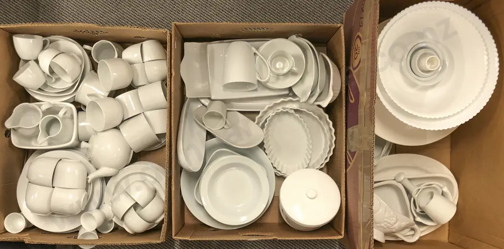 3 Boxes of Assorted White Crockery Image 1++