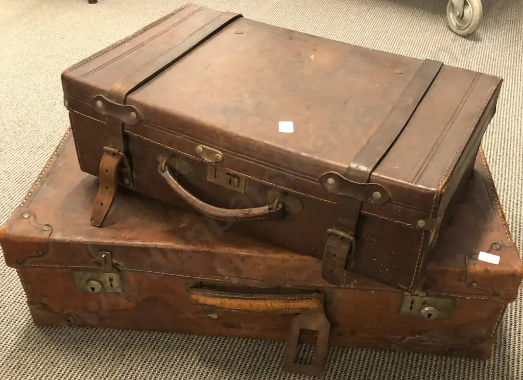 2 Leather Suitcases Image 1++