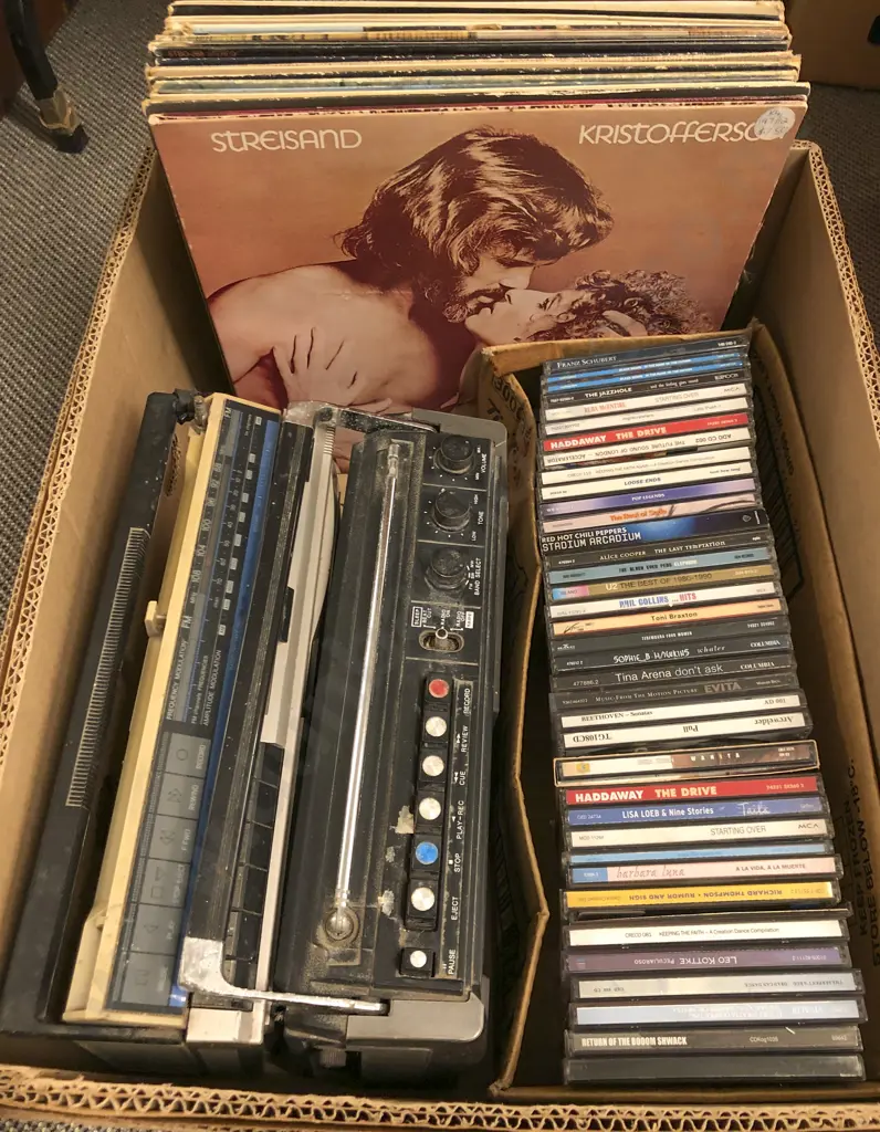 Box Including Records Vintage Radios and CD's Image 1++