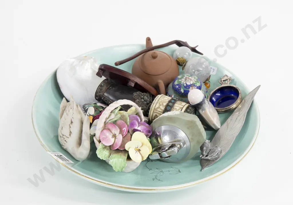 Qty of Assorted Miniatures and Ornaments Including Cloisonné and Scent Bottles etc. Image 1++