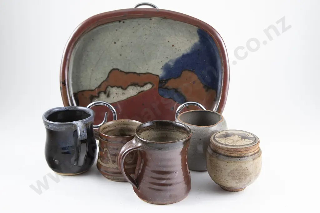 Seven Various NZ Pottery Pieces Image 1++
