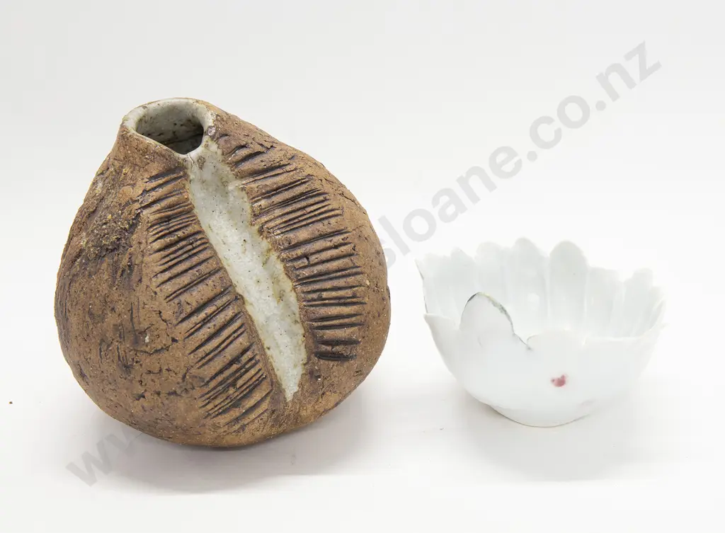 Rosemary Brittain Stoneware Vase Together With a Porcelain Bowl Image 1++