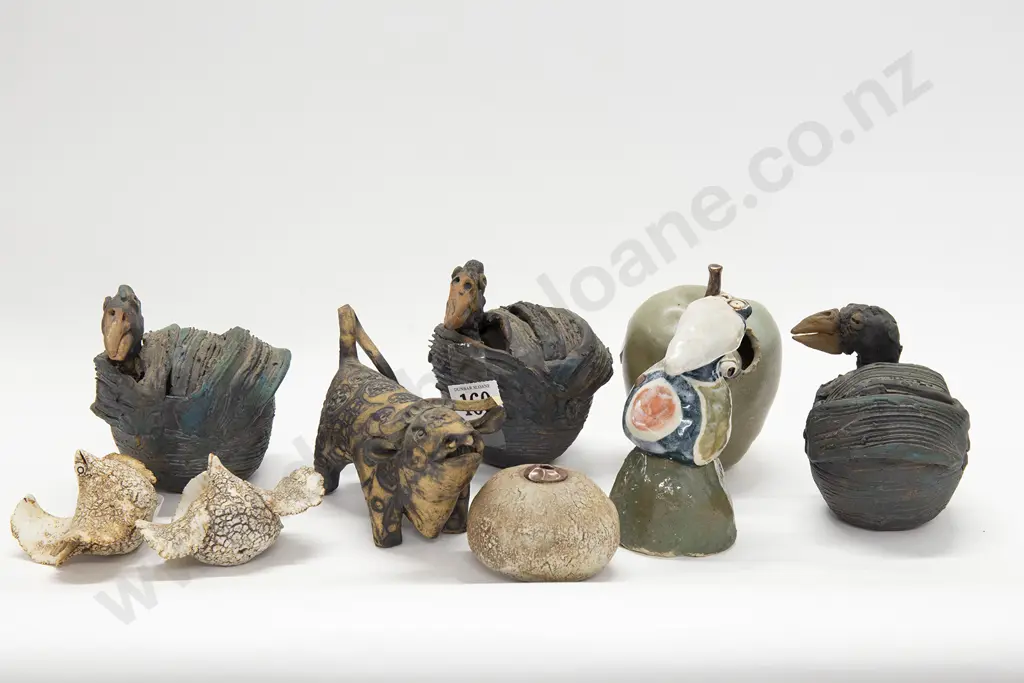 Group of 10 Pottery Birds and Animals by Rosemary Brittain Heather Grouden and Other Potters Image 1++