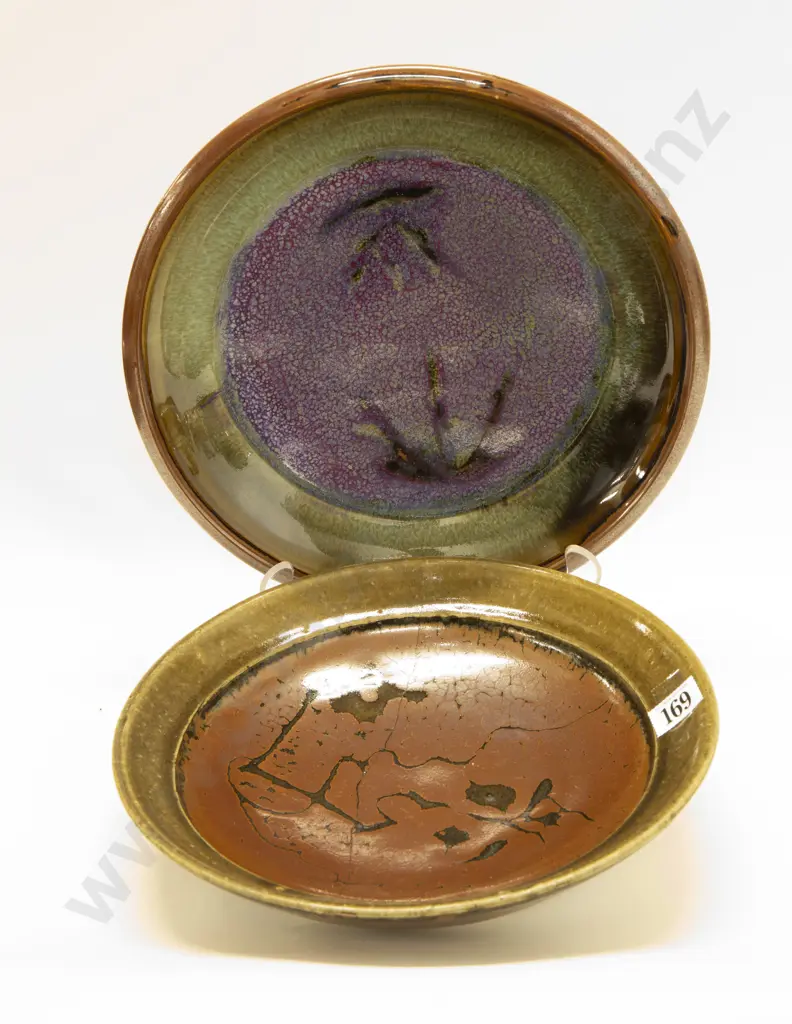 Len Castle Stoneware Bowl (Repaired) Together With Stoneware Bowl Image 1++