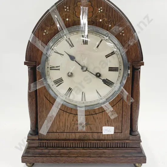 Inlaid Arch Top Mantel Clock