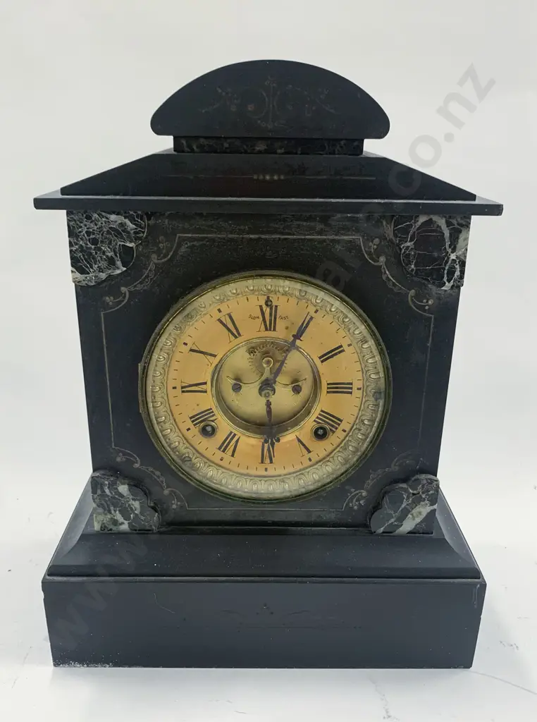 Marble Decorated Slate Metal Clock Image 1++
