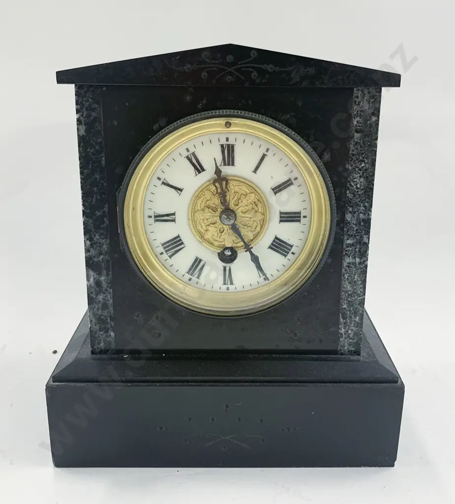 Marble Inlaid Slate Clock Image 1++