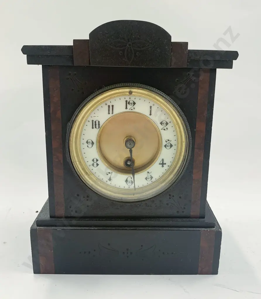 Marble Inlaid Slate Clock Image 1++