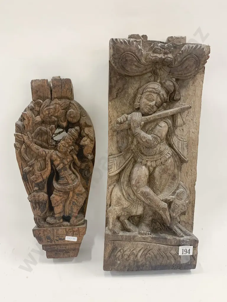 Two Vintage Indian Temple Carvings Image 1++