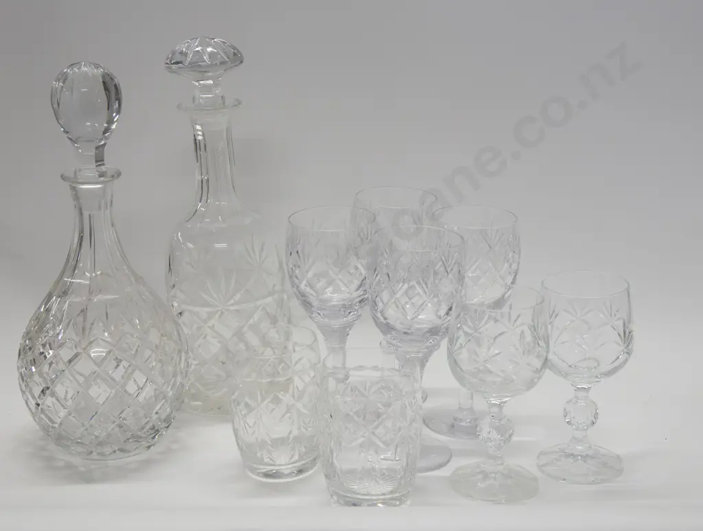 2 Crystal Decanters and Assorted Crystal Image 1++
