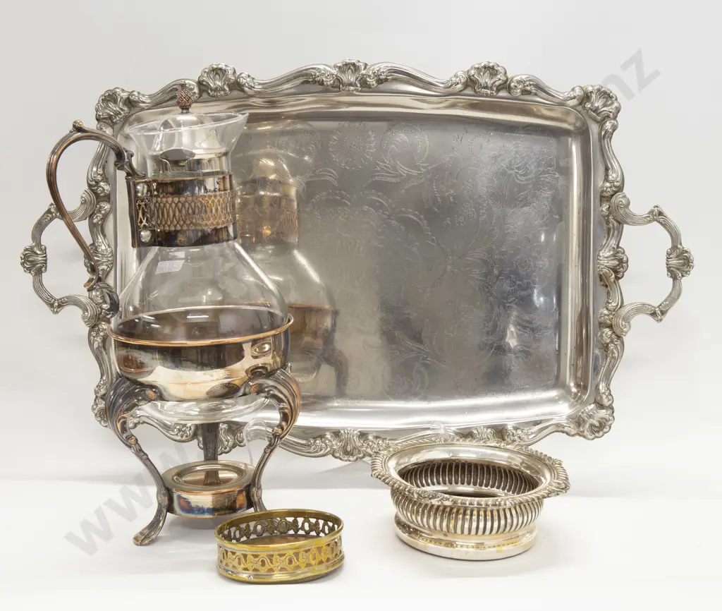 S/P Wine Coaster Together With Ewer on S/P Tray etc. Image 1++