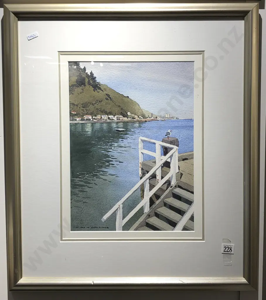 Alan G Collins "Day's Bay Wharf" watercolour Image 1++