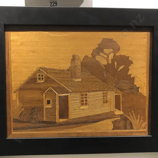 Johnny Kempthorne Woodwork Panel With Framed Stamp Display
