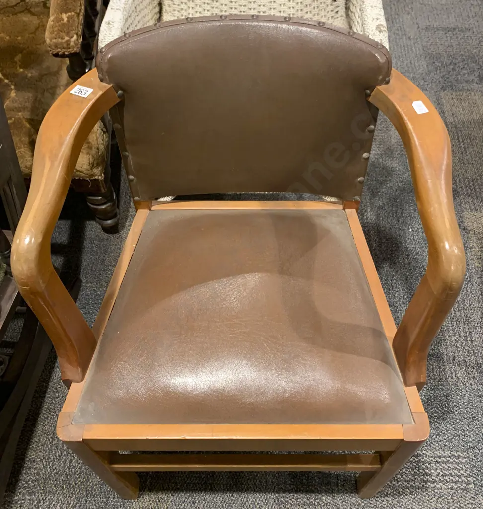 Small Leather Backed Arm Chair Image 1++