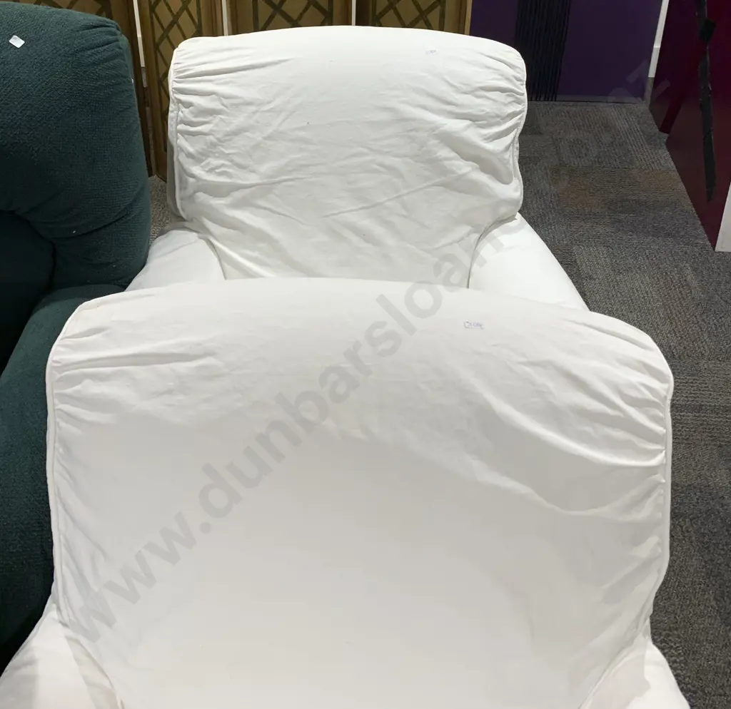 Pair of Upholstered Roll Back Arm Chairs Image 1++