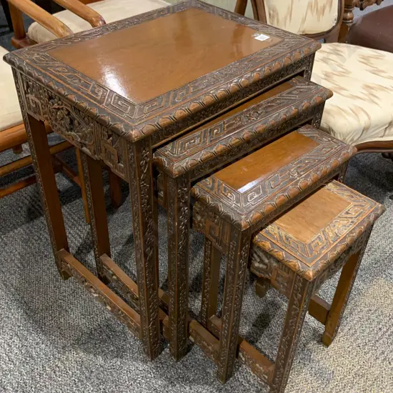 Carved 4 Piece Nest of Tables