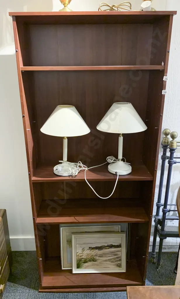 Modern Bookcase and 4 Lamps Together With 5 Framed Works Image 1++