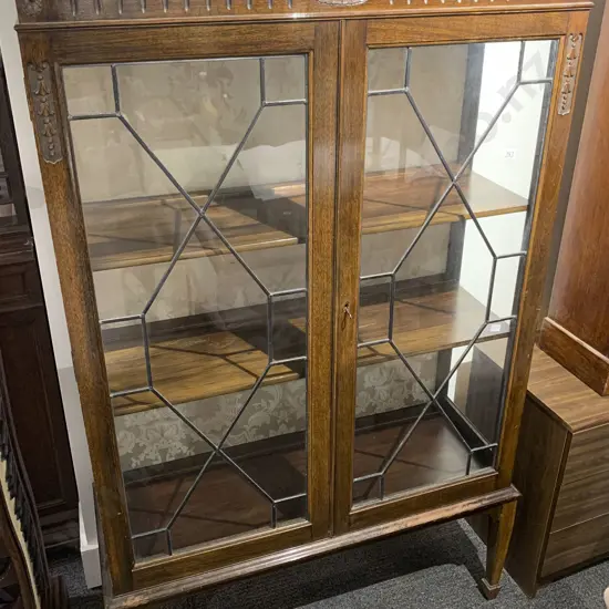 Mahogany Leadlight China Cabinet
