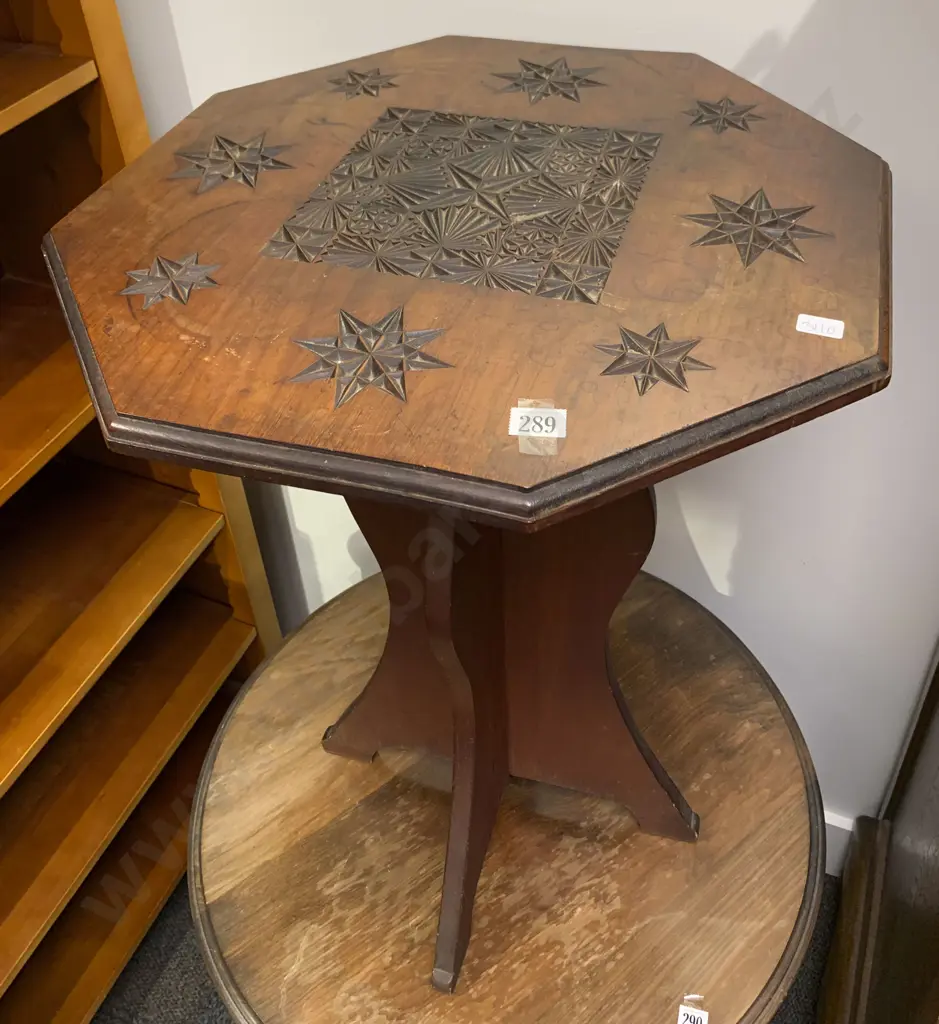 Octagonal Side Table With Carved Top Image 1++