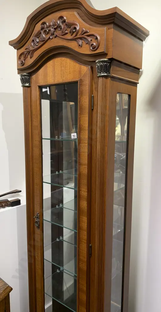 Slender Mirrored Back China Cabinet Image 1++