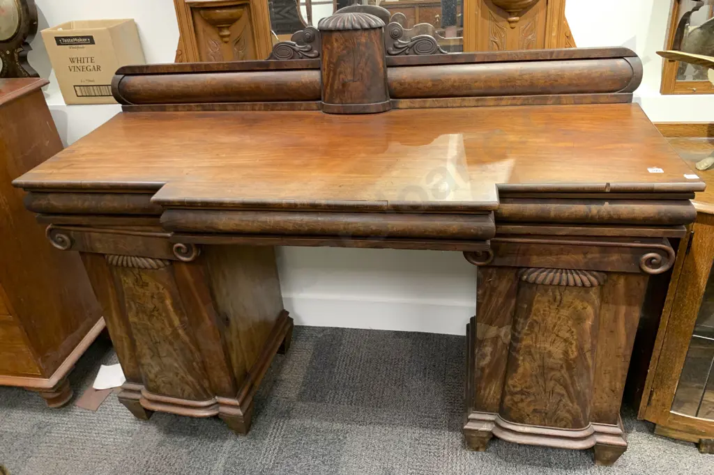 WMIV Break Front Pedestal Side Board (Veneer Faults) Image 1++