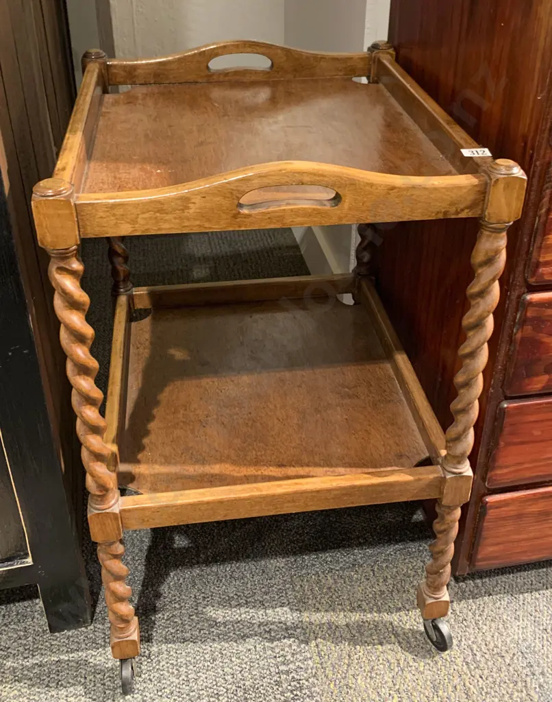 Square 2 Tier Barley Twist Tea Trolley Image 1++