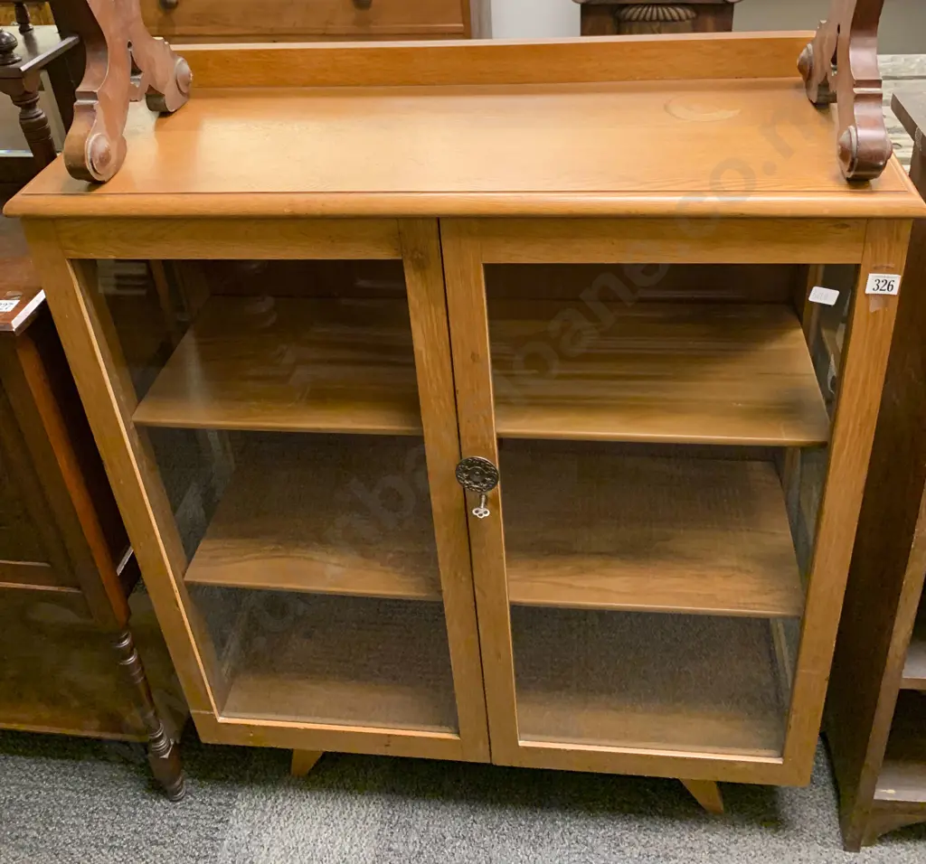 Blonde Oak Glazed Door China Cabinet Image 1++