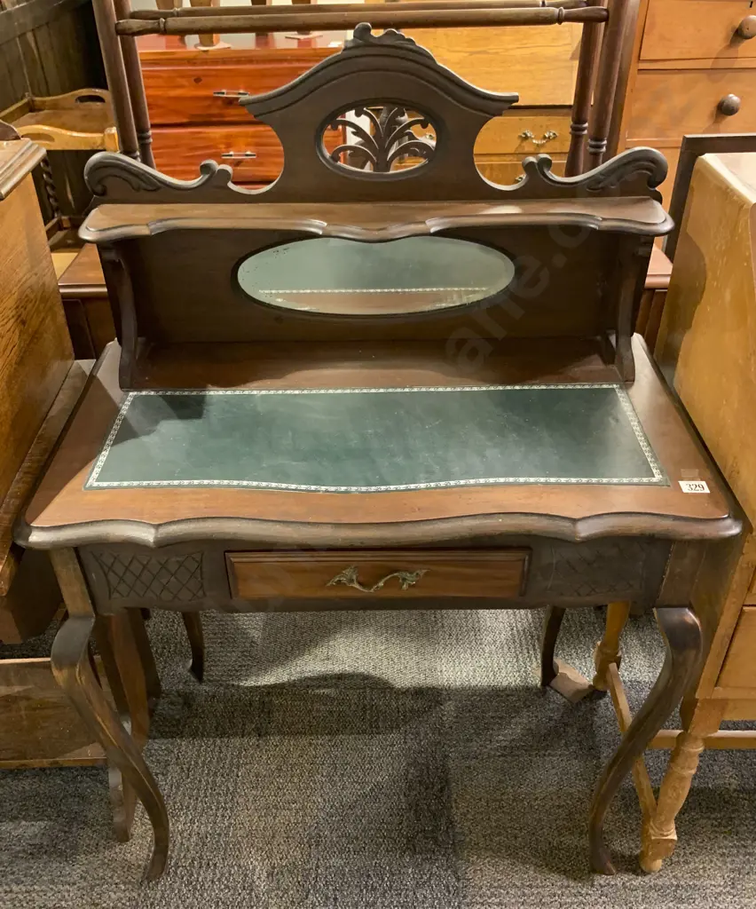 Reproduction Writing Desk With Leather Insert Image 1++