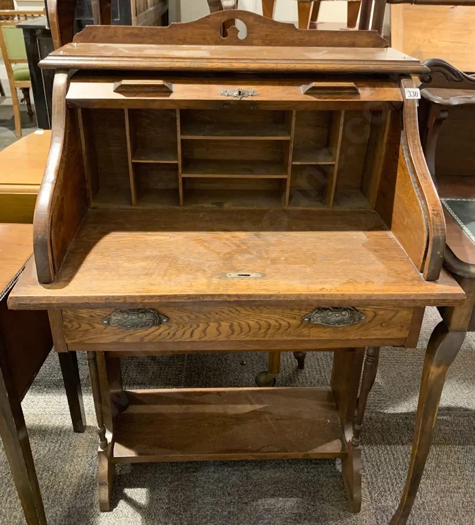Small Edwardian Roll Top Desk Image 1++