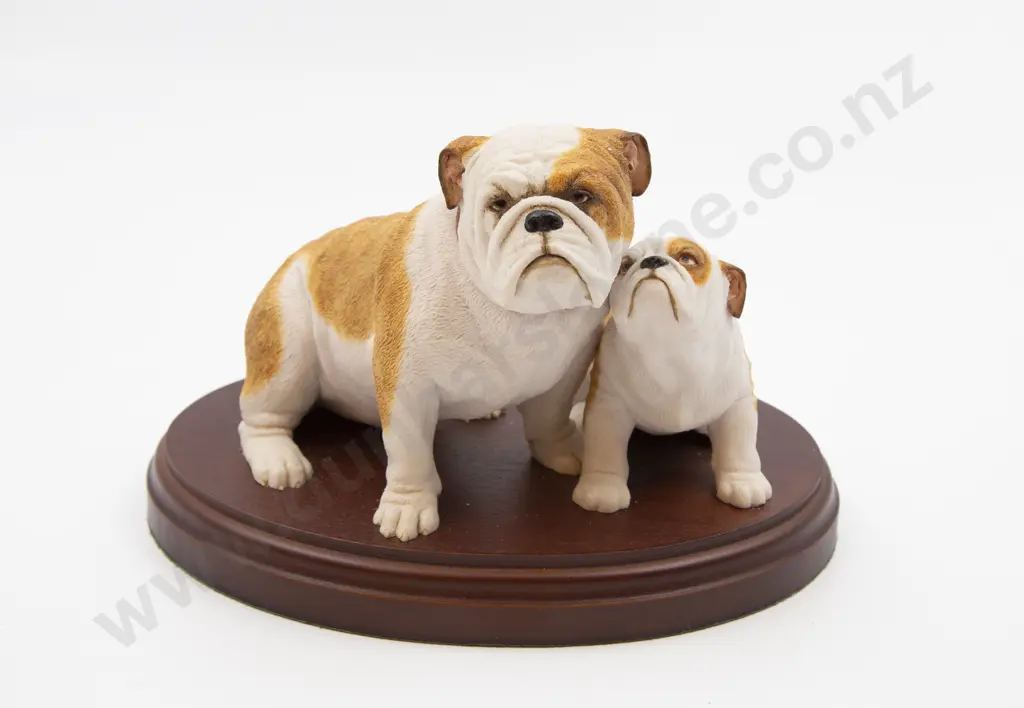 Ornament With Two Dogs on Wooden Base Image 1++