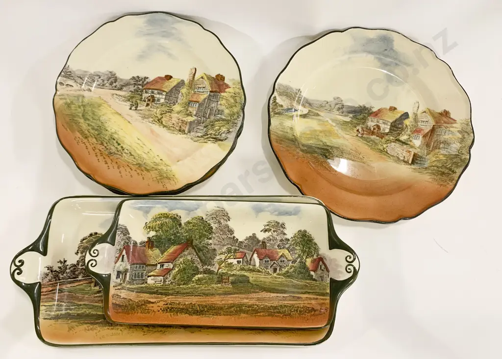Two RD Country Scenes Sandwich Trays Together With Four Plates Image 1++