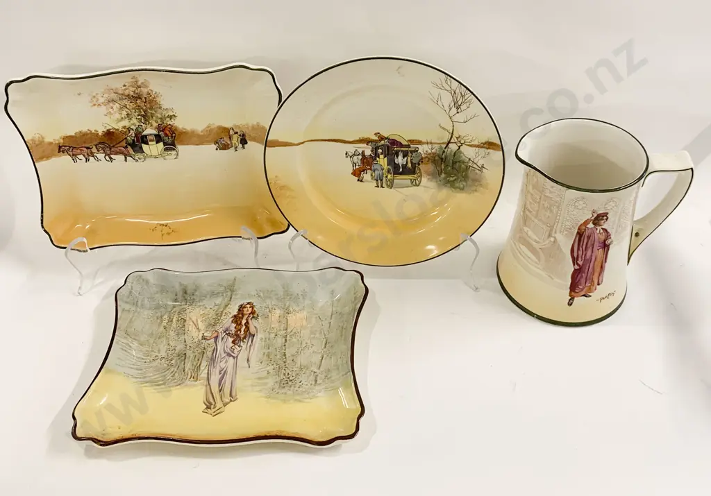 Three Various RD Coaching Scene Plates Together With Shakespeare Series Jug Image 1++