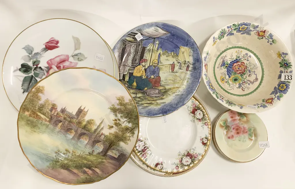 Qty of Assorted Fancy China Plates and Side Plates and Mason's Bowl Image 1++