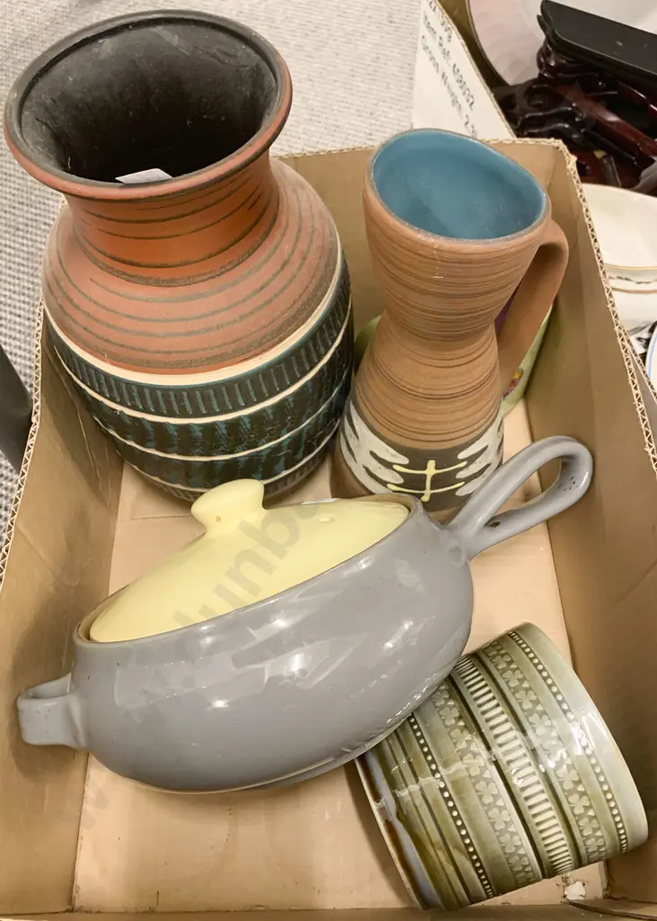 Box of Assorted Including German Pottery Denby Pot etc. Image 1++